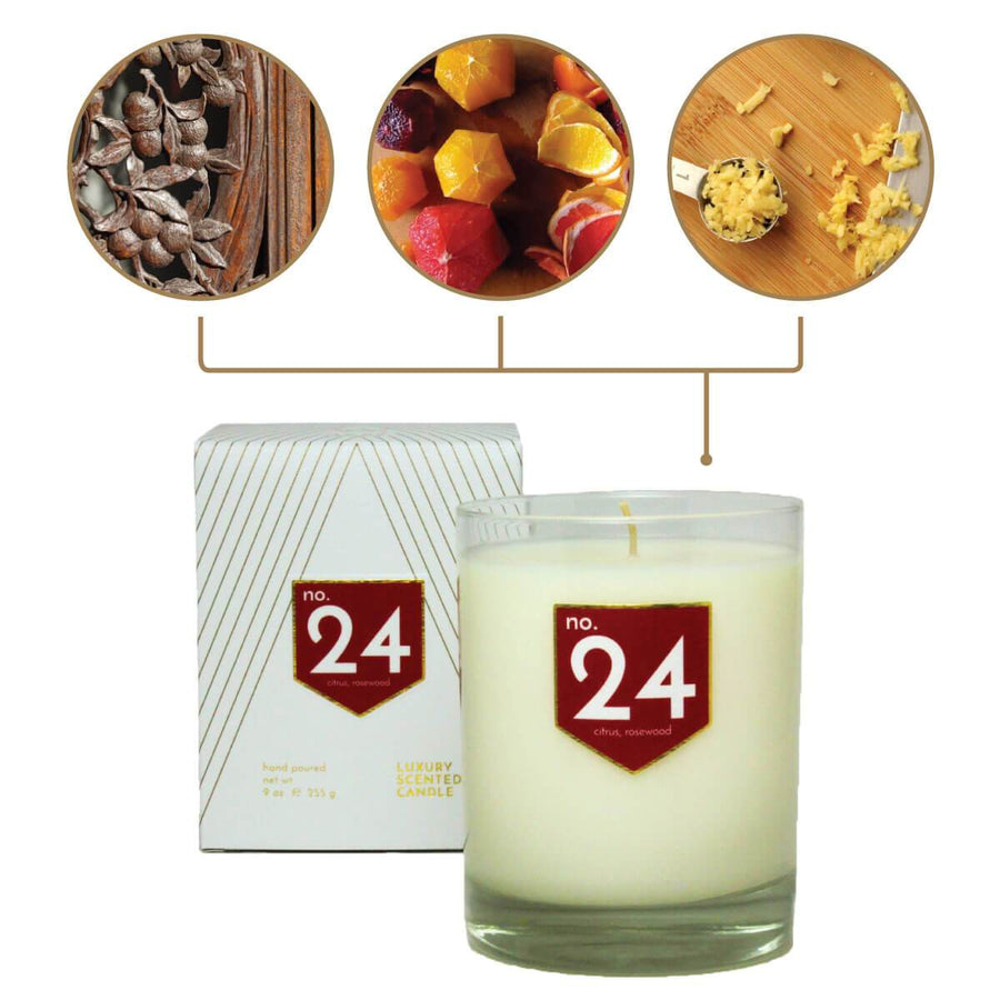 No. 24 Citrus Rosewood Scented Soy Candle - A C D C