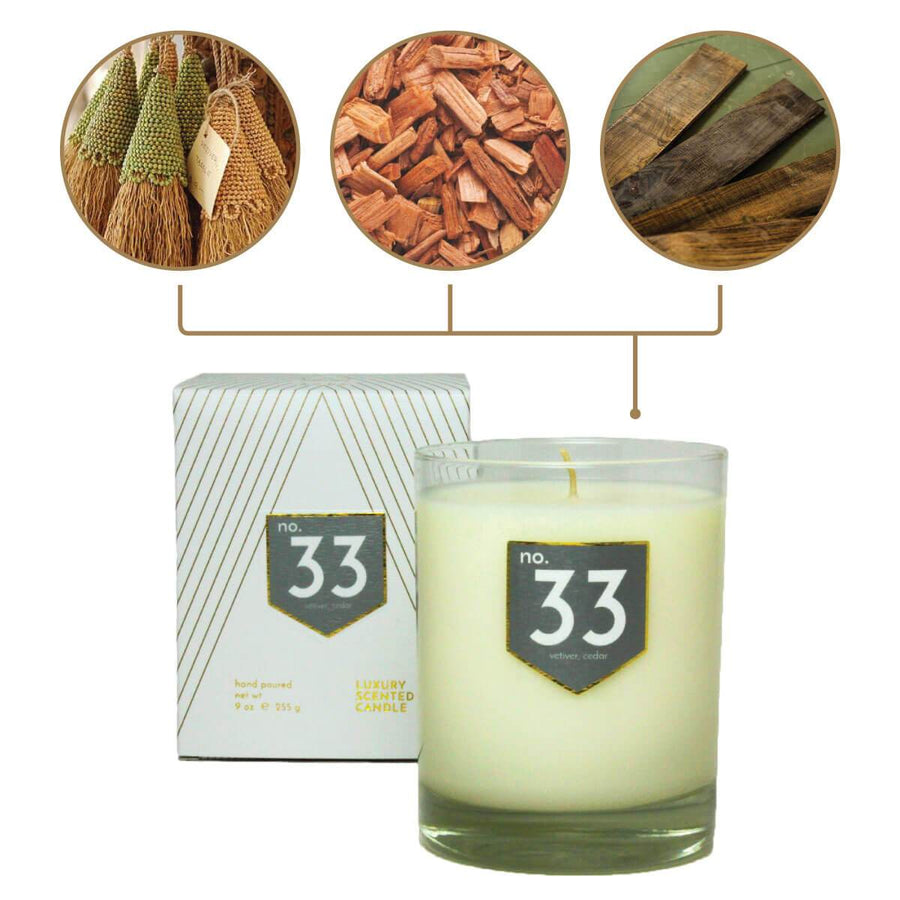 No. 33 Vetiver Cedar Scented Soy Candle - A C D C