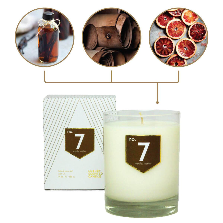 No. 7 Vanilla Leather Scented Soy Candle - A C D C